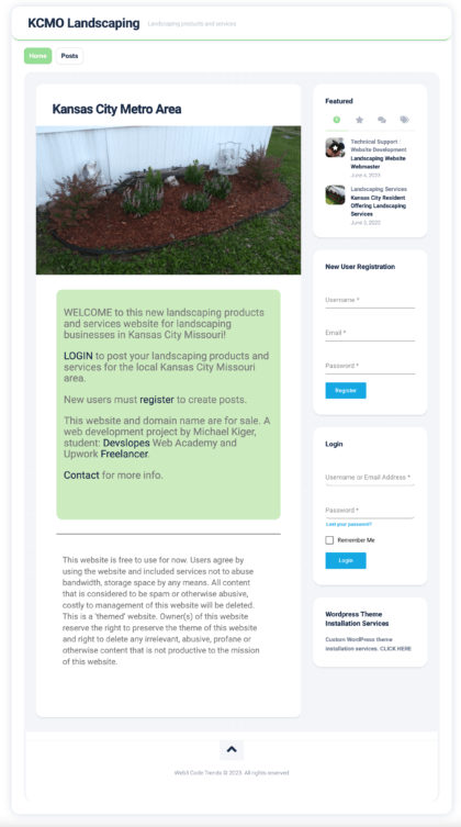 Wordpress online business startup website