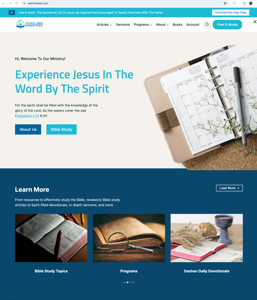 patrickoben.com website screenshot