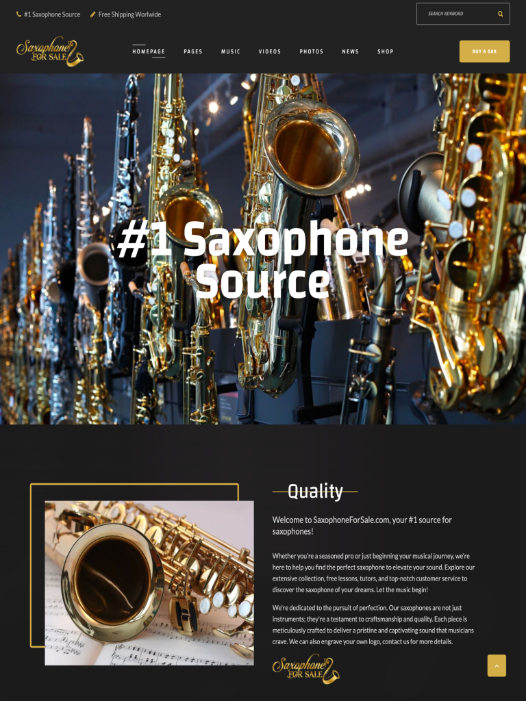 saxophoneforsale.com website screenshot